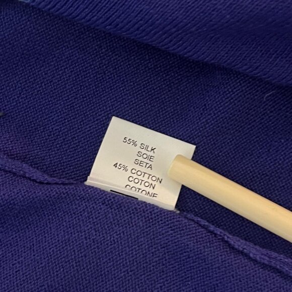 NWT Halston Heritage Open Front Cardigan S Blue Silk Blend Asymmetric Sweater - Picture 13 of 14